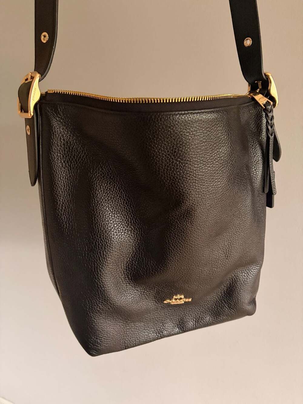 Coach Abby Duffle Pebbled Leather Crossbody Bag Black
